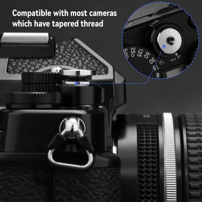 Leftfoto Exquisite Metal Concave Shutter Release Button for Fujifilm XE5 GFX100RF XM5 X100VI X100V X-T5 X-T4 X-T3 X-T30 X- X-T20 X-PRO3 X-E4 for Nikon Zf for Leica Q3 M10 for Sony RX1 R,Diameter 0.47in Silver - Image 2